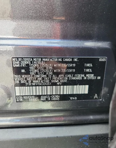 2025 Toyota Rav4 Xle Premium z USA, uszkodzony, nr VIN 2T3C1RFV1SC324351